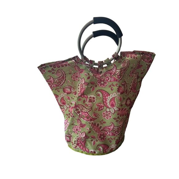 Pink & Green Paisley Tote Bag With Metal Handles - Picture 3 of 4